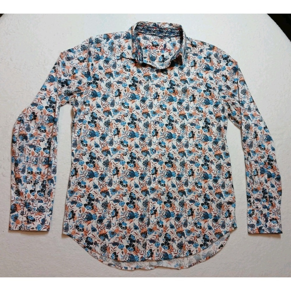Robert Graham Abingdon Shirt Mens Small S Classic Fit Floral Blue Orange L/S